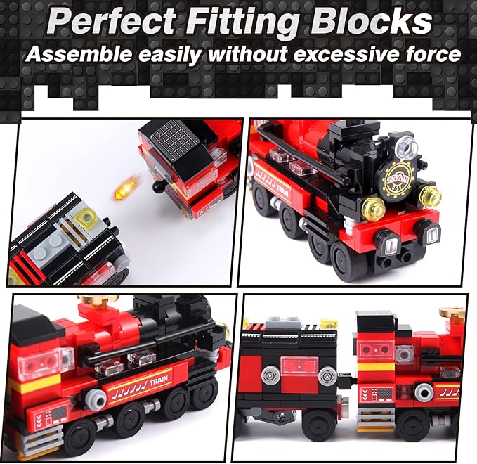 COBFDHA Train Sets Toys for Kids Age 8-12, 8-in-2 Building Blocks Kits for 12-16 Year Old Teen Boys Girls, STEM Engineering Robot Toy, Christmas Birthday Gifts for Kids Ages 6 7 9 10 11 14 (766 Pcs)