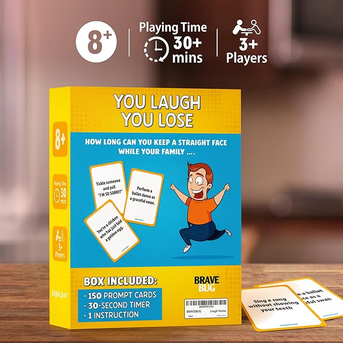 You Laugh You Lose Game - Funny Charades Kids Games - Board Games for Kids & Teens - Try Not to Laugh Challenge - Sleepover Party Supplies for Girls, Birthday Game for Family, Kids & Girls
