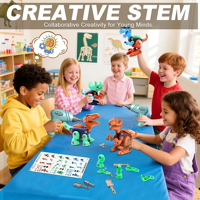 Laradola Dinosaur Toys for 3 4 5 6 7 8 Year Old Boys, Take Apart Dinosaur Toys for Kids 3-5 5-7 STEM Construction Building Kids Toy with Electric Drill, Party Christmas Birthday Gifts Boys Girls