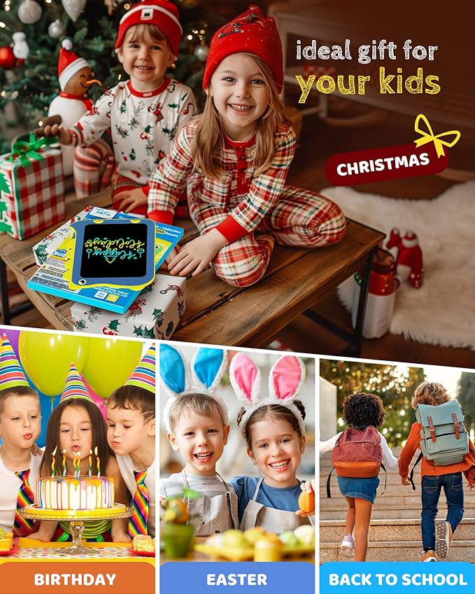 TEKFUN Toddler Boy Toys, LCD Writing Tablet for Kids, Doodle Board Dinosaur Toys, Travel Essentials Toys for 3 4 5 6 Year Old Boys Girls, Easter Birthday Christmas Gifts (8.5inch Blue)