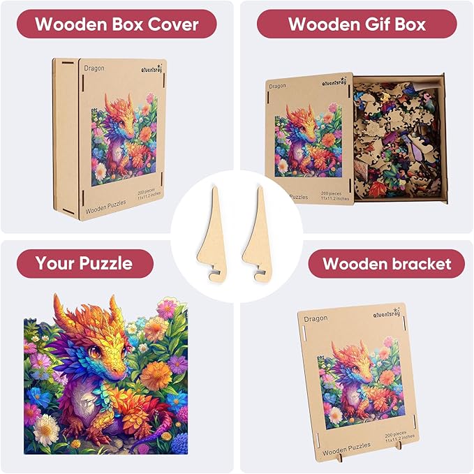 Wooden Jigsaw Puzzles 500 pieces-Dragon,Medium,16.3x16.5in,Royal,Wooden Puzzles for Adults,Unique Shape Animal Adult Puzzles,Irregular Wood Puzzles Best Gift for Adults and Kids Family Game