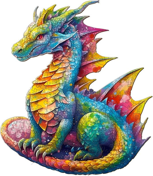 Jigfoxy Wooden Puzzles for Adults, Dragon Wood Puzzles Adult, Unique Animal Shape Wooden Jigsaw Puzzles for Adults, Birthday Gifts for Puzzle Lovers, Family, Friend (S-9.8 * 8.5in-100pcs)