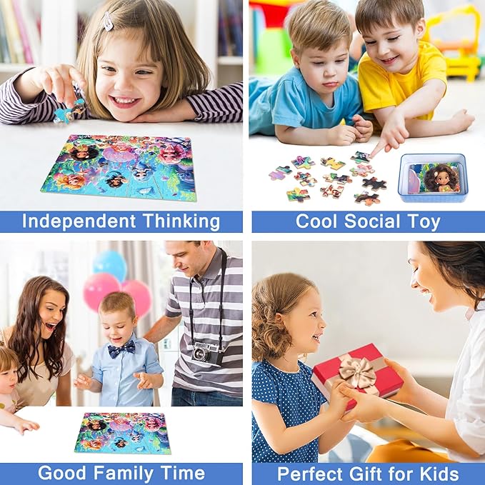 Mermaid Princess Puzzles for Kids Ages 4-8, 100 Pieces Jigsaw Puzzles for Kids Ages 3-5 Puzzle for Girls and Boys Learning Educational Puzzles Toys in a Metal Box