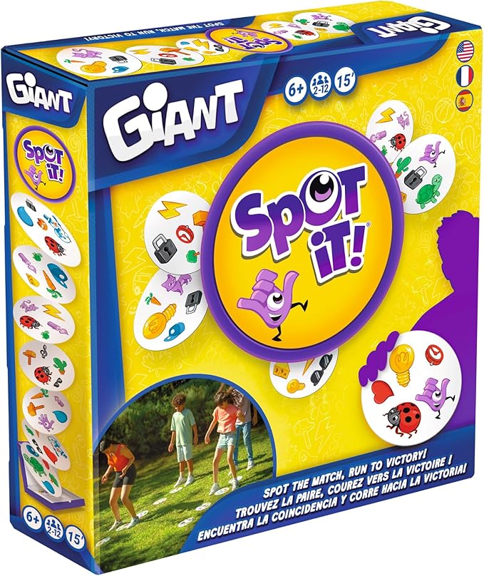 Spot It! Giant Card Game - Oversized Matching with 4 Exclusive Mini-Games, Fast-Paced Family Game for Kids & Adults, Ages 6+, 2-12 Players, 15 Minute Playtime, Made by Zygomatic
