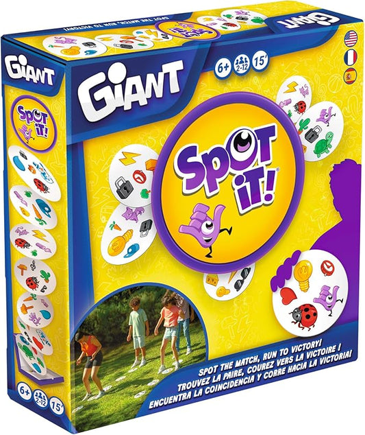 Spot It! Giant Card Game - Oversized Matching with 4 Exclusive Mini-Games, Fast-Paced Family Game for Kids & Adults, Ages 6+, 2-12 Players, 15 Minute Playtime, Made by Zygomatic
