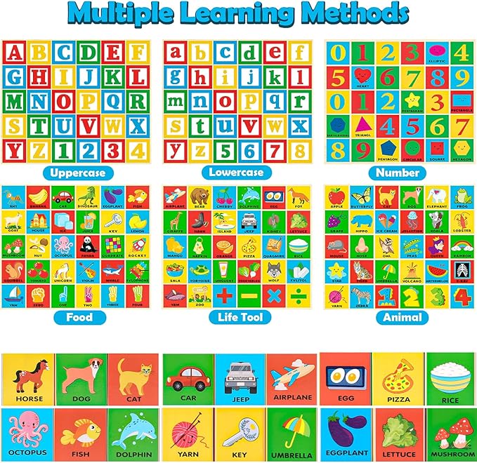 Atoylink ABC Wooden Building Blocks for Toddlers 1-3, 30 Pcs Alphabet & Number Stacking Toys with Storage Pull Toy Car Learning & Education Montessori Toys for 1 2 3 Year Old Baby Boy Girl Gifts