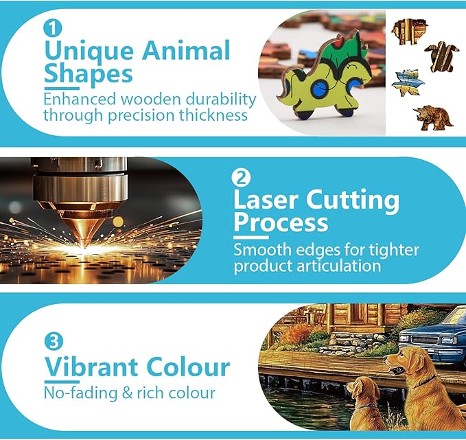 GLOBLELAND 300Pcs Lake Dog Wooden Jigsaw Puzzles for Adults 11.22x15.16inch Colorful Golden Retriever and Duck Wood Puzzles Holiday Birthday Gifts