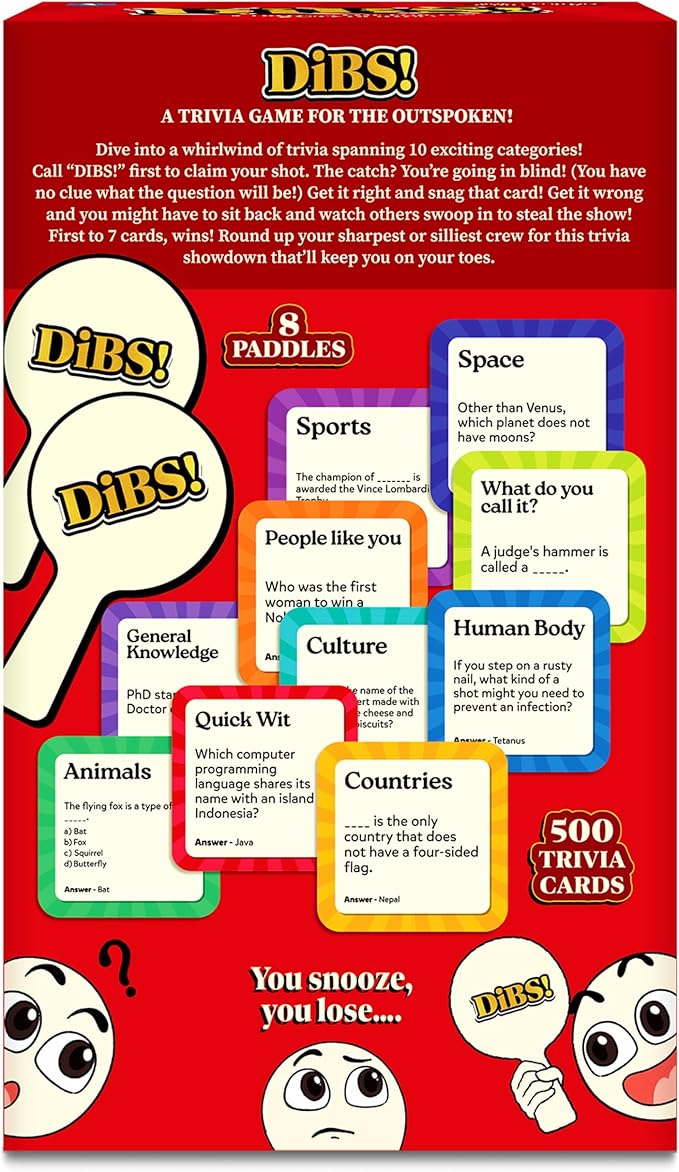 Skillmatics Card Game - DIBS, Fast-Paced Trivia Game, Fun & Educational Game for Family, Friends, and Parties, Quick Thinking, 10 Categories, Gifts for Kids, Teens, and Adults Ages 8, 9, 10 & Up