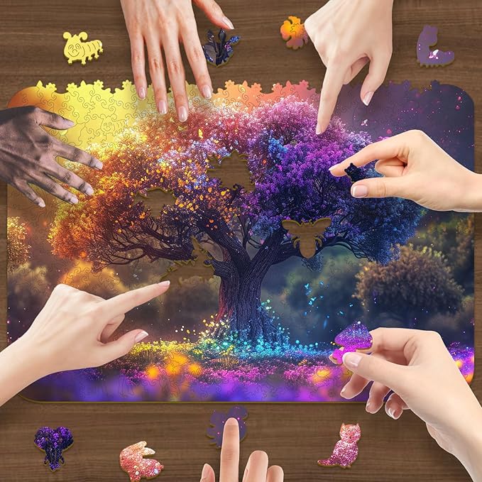 Wooden Puzzles for Adults 1000 Pieces, Tree of Life Wooden Jigsaw Puzzles Unique Shape Adult Puzzles, Irregular Wood Puzzles Creative Gift for Adults Family Game (23.4 x 16.1 in)