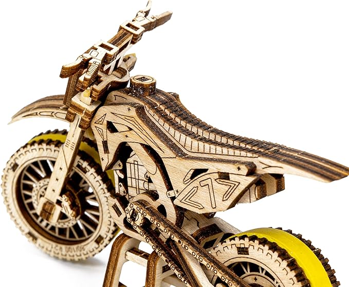 WOODEN.CITY Motocross 3D Puzzle for Adults - Hobby Kit to Build Your Own Wooden Bike - 3D Model Motorcycle Kit - Wood Model Kit
