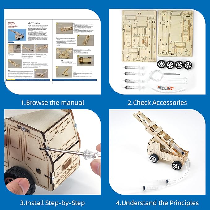 Wooden 6 in 1 STEM Toys for Kids Age 8 9 10 11 12 13 14, Science Experiments for Boys Girls, Fun Engineering Sets Activity Toys Xmas Birthday Gifts for 8 9 10 11 12 Year Old Kids Boys