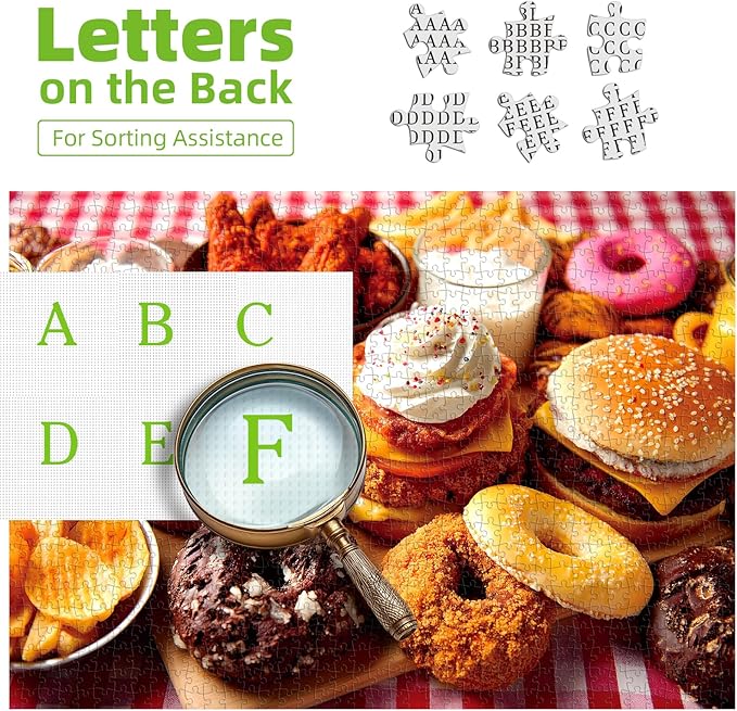1000 Piece Jigsaw Puzzle for Adults Fast Food Feast Burgers Fries Donuts Sweet Desserts Challenging 1000pc Puzzle Game Family Fun Activity(27.6" x 19.7")