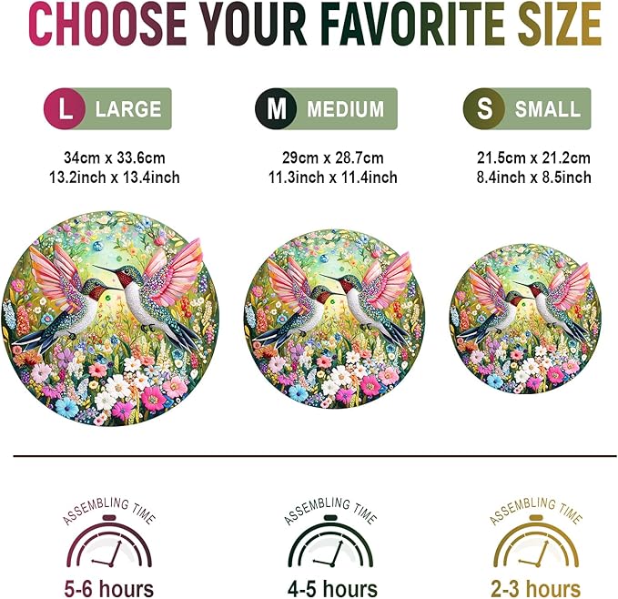 Wooden Jigsaw Puzzles, Embroidered Hummingbird Wooden Puzzles for Adults with Unique Shape, Adult Jigsaw Puzzle, Birthday Gifts for Adults, 8.4"x8.5" - 100pcs