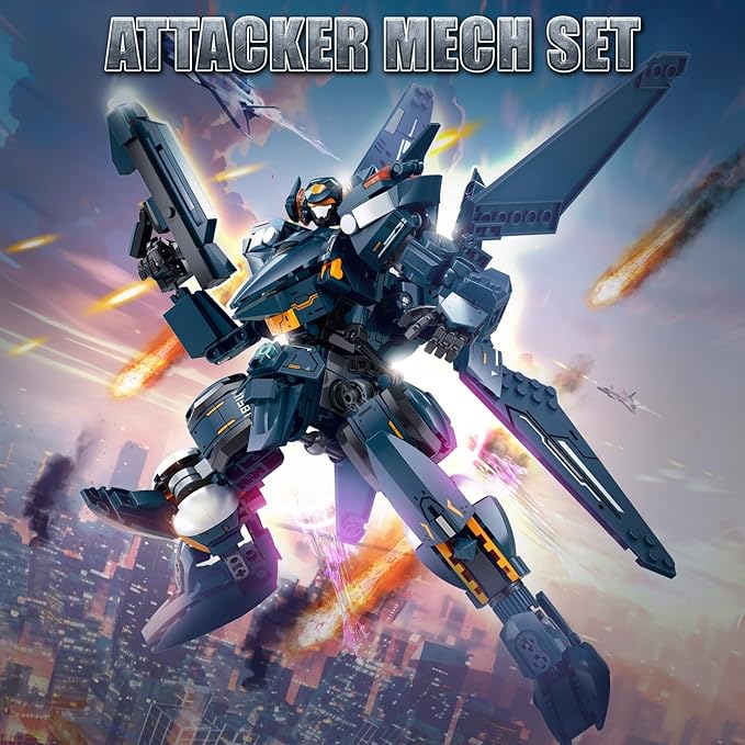 HIGH GODO Attacker Mech Robot Transforming Building Blocks Set for Adults,City Warrior Justice Hero Soldier Mech Model Building Kit, Cool Creative Robots Toys Gift for Teens Boys, 569 Pieces