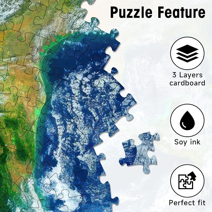 Round Earth Puzzle 1000 Pieces for Adults, NASA Blue Marble View Circle Jigsaw Puzzles for Adults 1000 Pieces with Lettered Back, Landscape Wall Art Decor