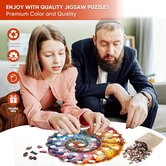 Ruikiyart Wooden Puzzles for Adults, 5MM 200 Pieces Seashell Jigsaw Puzzles Conch Unique Shape Puzzles Gift for Kids and Adults on Birthday,Thanksgiving,Christmas (10.8"x11.2")