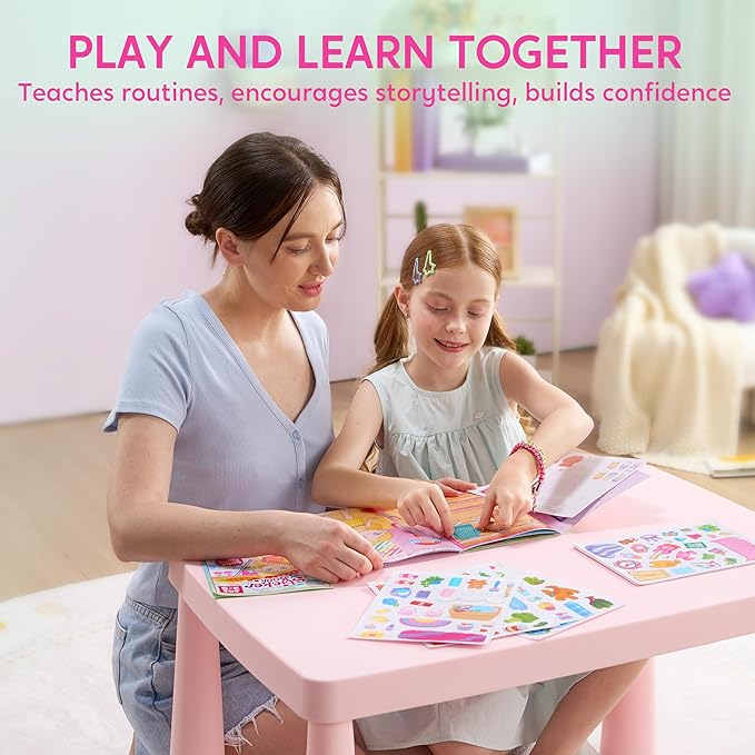 Klever Kits Reusable Sticker Book for Kids, My Dream Home 4 Play Scenes with 200+ Washable Stickers Plane Activity for Toddler Aged 3 4 5 6 7 8 Girls and Boys Birthday Gift