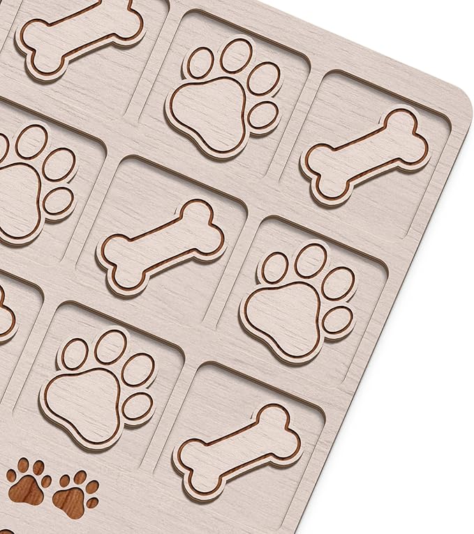 Personalized Dog XO Board Game, Personalized Cute Dog Wooden Noughts and Crosses Game, Pet Table Decor Road Trip Travel Game for Family (Dog 4)