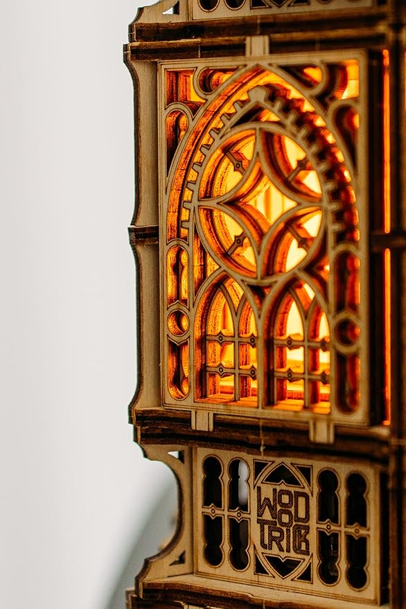 Wood Trick Antique Lantern Luminous LED 3D Wooden Puzzles for Adults to Build - 2-Mode Lighting - Engineering DIY Project Mechanical 3D Puzzle Model Kits for Adults