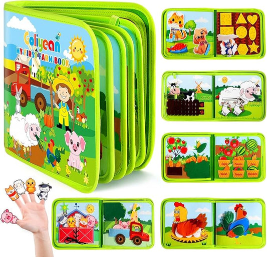 Montessori Busy Book for Toddlers 1-3, Busy Board Montessori Toys for 1 Year Old Boy Girl Birthday Gift, Educational Learning Sensory Activity Books, Quiet Book Travel Toys for Airplane Car