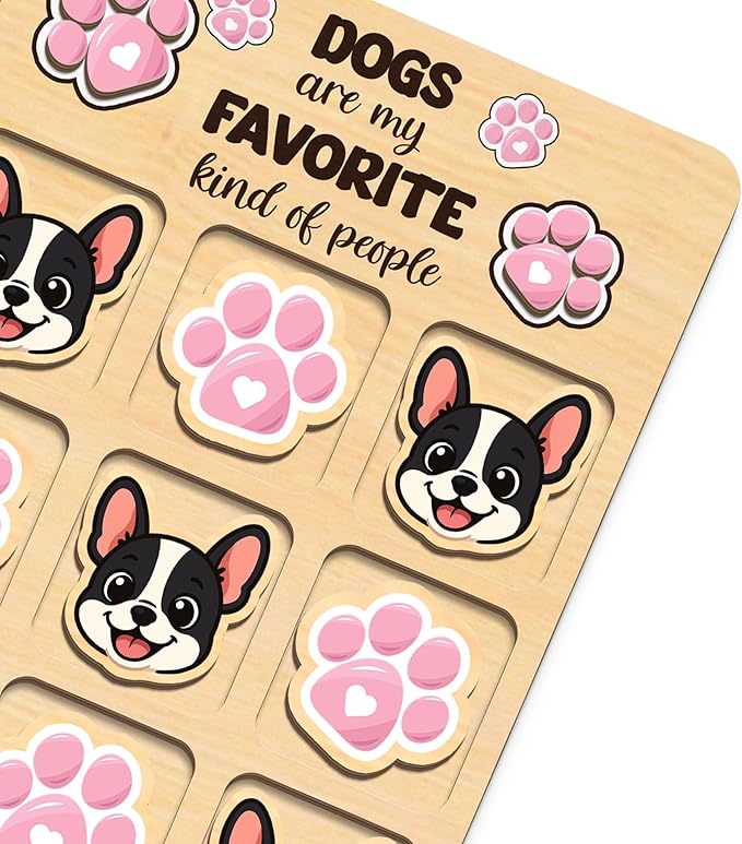 Personalized Dog XO Board Game, Personalized Cute Dog Wooden Noughts and Crosses Game, Pet Table Decor Road Trip Travel Game for Family (Dog 2)