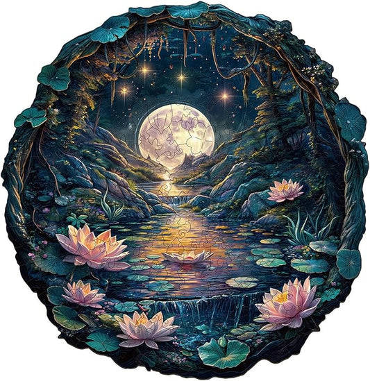 Wooden Puzzles for Adults - Moon Lotus Wooden Jigsaw Puzzle - Unique Animal Shaped Wood Puzzles Adult - Christmas Birthday Gifts for Adults/Friends/Family - 300pcs 13.4 * 13in
