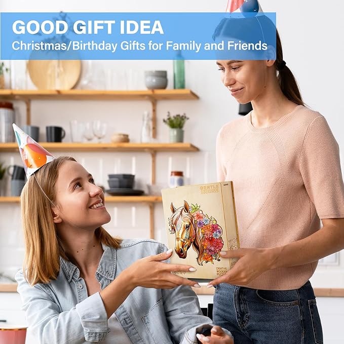 Wooden Puzzles for Adults, Wooden Horse Puzzle, Wooden Jigsaw Puzzles for Adults, Birthday for Puzzle Lover (M-11.8×10.7in - 200pcs)