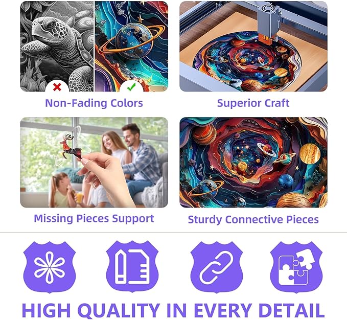 Wooden Puzzles for Adults - Flat Puzzle with 3D Visual Effect, Unique Shape Universal Puzzle, Wood Puzzles Adult, Gifts for Family and Friends, Wall Art Home Decor (S-8.5 * 8.5in-100 Pcs)