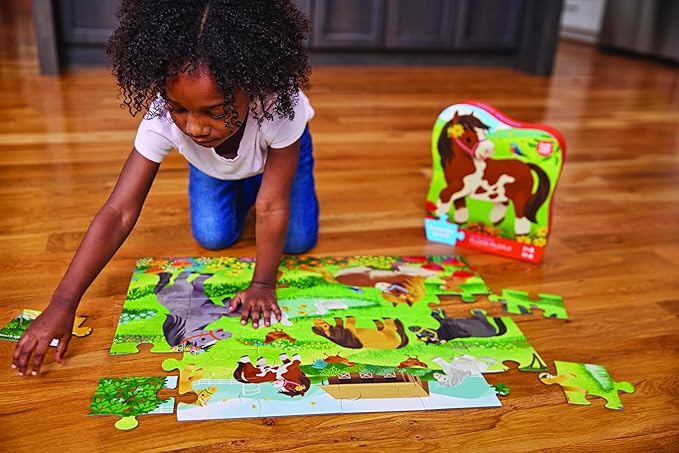 Crocodile Creek Jigsaw Puzzle, 36 Piece for Kids 3 Years and Up, Heavy-Duty Shaped Box for Storage, Finished Puzzle Size 18 x 24 inches, Pretty Ponies