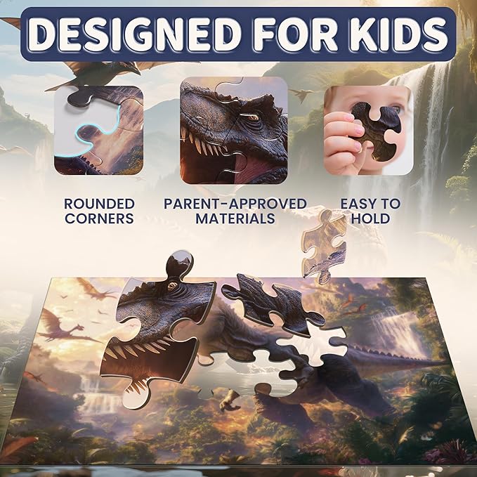 Puzzles for Kids Ages 4-6, Dinosaur Puzzle, Tyrannosaurus Rex Dinosaur Puzzle for Kids Ages 3-5, 48 Piece Puzzles for Kid Jurassic Park, Toddler Puzzles Educational Toys for Boys and Girls