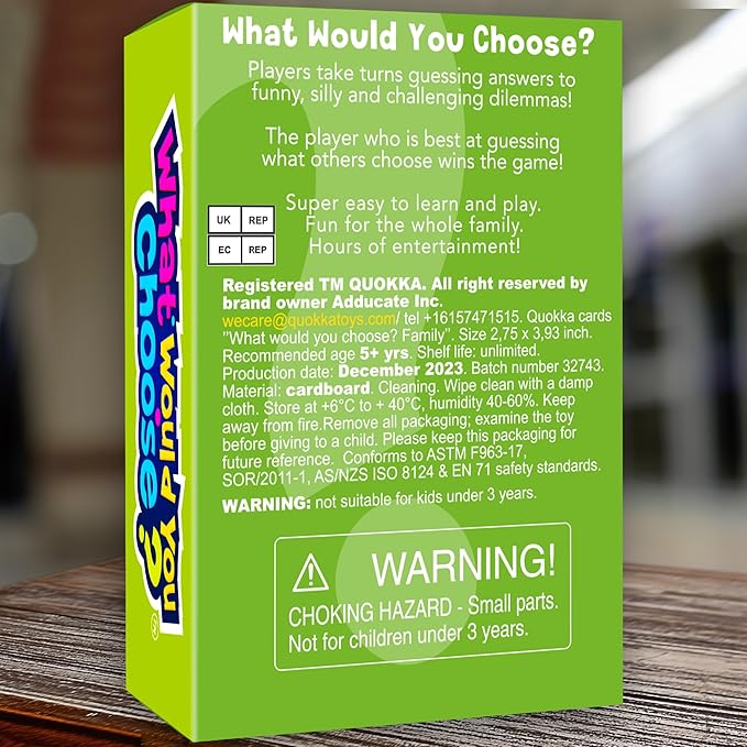 QUOKKA Board Games for Kids 8-12 Years - Family Edition - Card Game for Kids Ages 6-8 - What Would You Choose? - Pick Your Answer