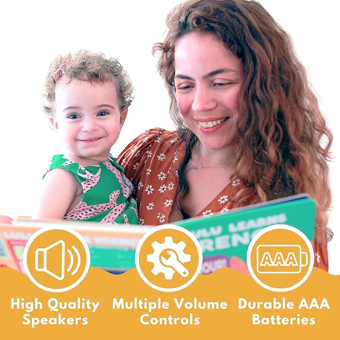 French Books for Kids Vol. 3: Musical French Baby Book Learning Toys w/English, Bilingual Language Interactive Toy for Toddlers, Babies, Boys, Girls & Children