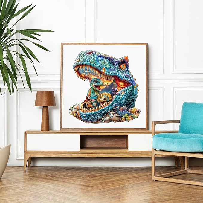 Wooden Jigsaw Puzzles, Fantasy Dinosaurs Wooden Puzzles for Adults with Unique Shape, Adult Jigsaw Puzzle, Birthday Gifts for Adults, 13.4"x12.9"-230pcs