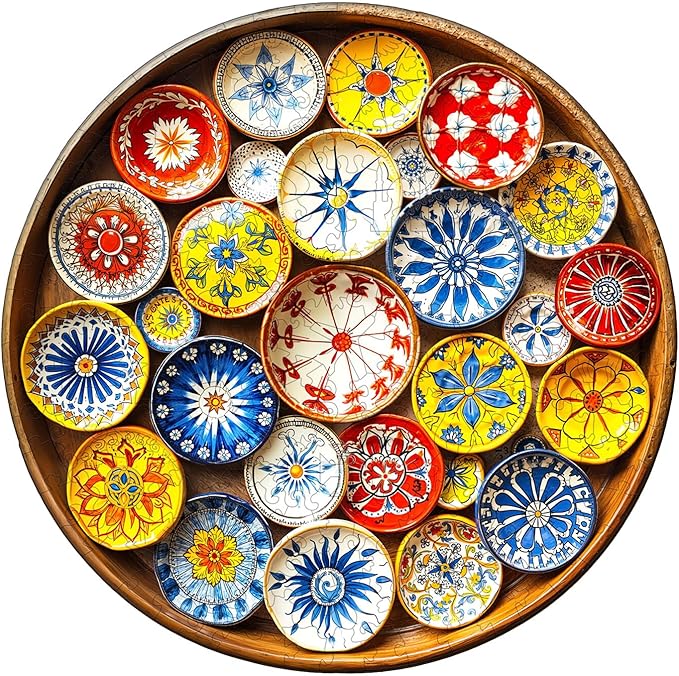 Wooden Puzzles for Adults - 200 Pieces Andalusian Tiles-Spain Puzzle - Unique Shapes Wooden Jigsaw Puzzles for Adults - Eco-Friendly Puzzle Home Office Decor (M-11.4 * 11.3in)