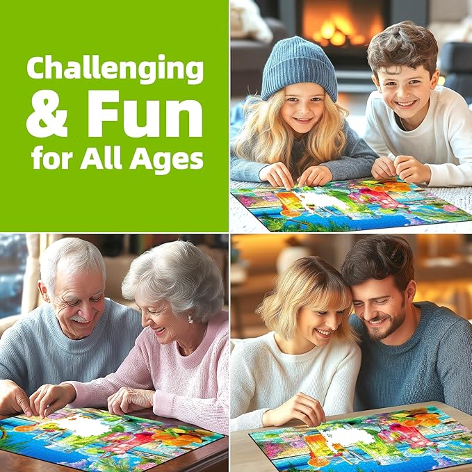 Tropical Beach Cocktails 500 Piece Puzzle for Adults Fun Colorful Summer Drinks Large Piece Puzzles for Seniors Letter on Back Home Decor Birthday Party Gift (27.5"x19.6")