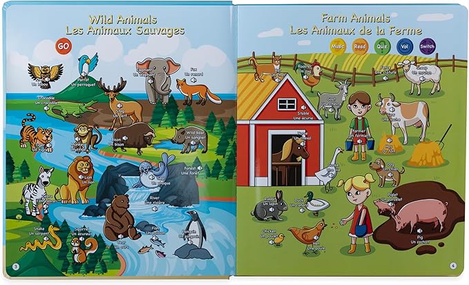 English and French ABC Learning for Children, Interactive Kids Book, Fun Educational Toy to Learn Letters and Words, Bilingual AudioBook for Toddlers (Ages 3+) Boys / Girls