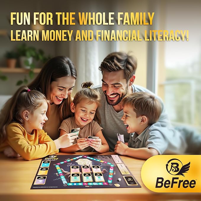 BeFree Strategy & Financial Literacy Board Game – for Family & Teens with Fun Learning | Earn Money, Manage Cash Flow & Payday | Pay Deals, Invest in Real Estate & Stocks Assets (BeFree)