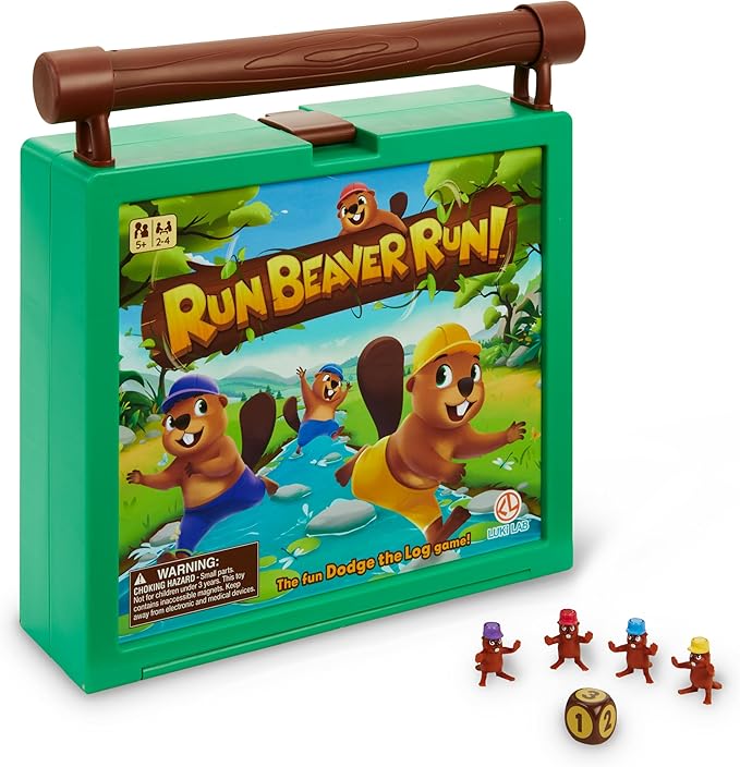 A Fast-Paced Family Board Game with Rolling Log Travel-Friendly Design Perfect for Kids Ages 5+ 2-4 Players Includes Beaver Pieces and Gameboard