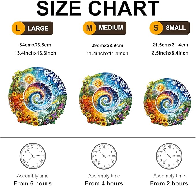KAAYEE Wooden Puzzles for Adults, 3D Visual Effect Seasons of Life Wooden Jigsaw Puzzle Unique Shape Wood Puzzle Adult, 3D Effect Flat Puzzle Birthday Family Game (M-11.4 * 11.4 in-200pcs)