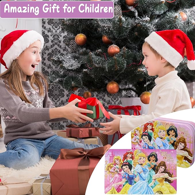 Wooden Princess Puzzles, 60 Pieces, Ages 3-5, Educational Jigsaw Puzzles for Kids, Girls and Boys Toys in Metal Box, 60 Count (0678)