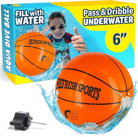 Aqua Dive Pool Ball Basketball – Best Water Pool Toys for Kids All Ages – Dribble & Pass Underwater – Watermelon Game - Toy Gifts for Boys & Girls Age 8 9 10 11 12+ Outdoor Beach Toys for Summer Fun