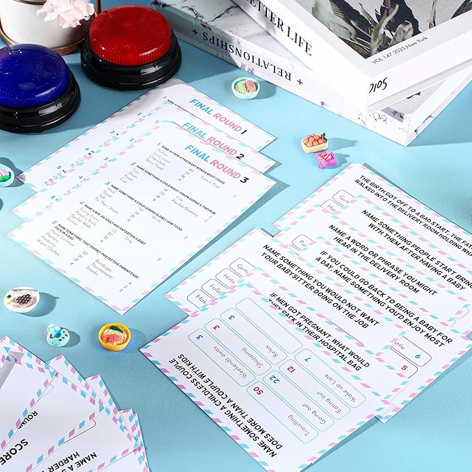 Baby Shower Friendly Feud Game with 2 Answer Buzzers, Feud Card for Family Game Night Fun Trivia Quiz for Party Office Class Groups Team Building