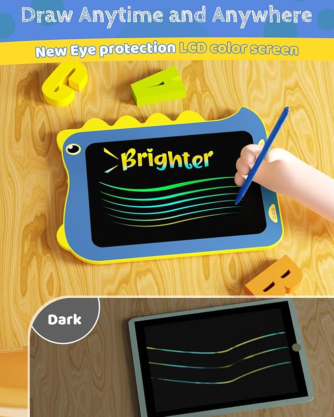 TEKFUN Toddler Boy Toys, LCD Writing Tablet for Kids, Doodle Board Dinosaur Toys, Travel Essentials Toys for 3 4 5 6 Year Old Boys Girls, Easter Birthday Christmas Gifts (8.5inch Blue)