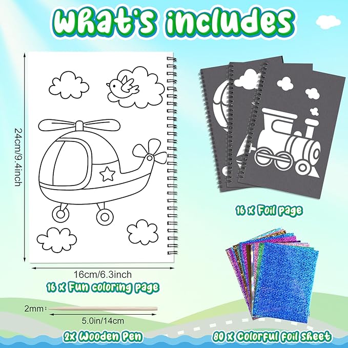 Art & Craft Activity,Foil Craft Traffic DIY Art Fun Kits,No Mess Creative Foil Art Kits Set Drawing Game for Kids,Birthday Gifts Crafts Supplies Travel Toys for Girls Boys Ages 4 5 6 7 8 9 Year Old