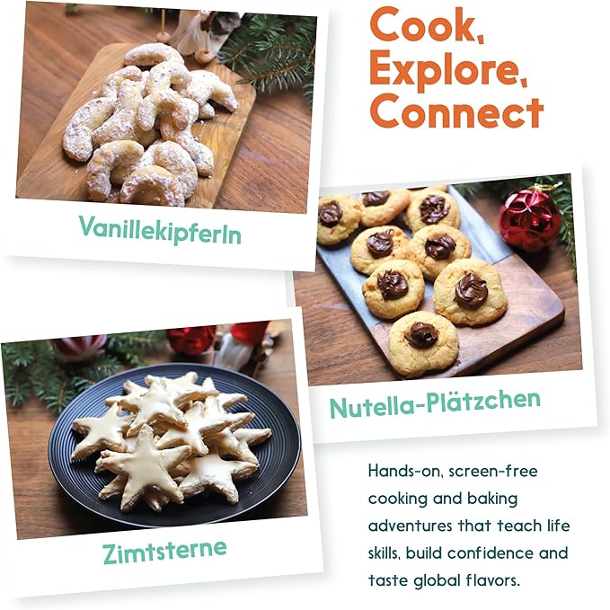 Kids Real Dessert Baking Kit for Families - Interactive & Educational Kit Includes 3 Recipe Cards with Key Ingredients, Baking Tools - Ideal Gift for Kids with Explorer Guide (Explore Germany)