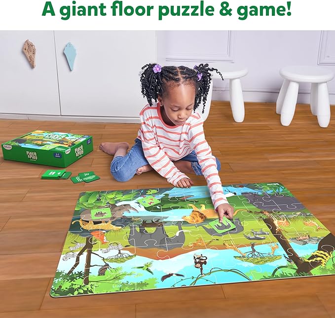 Skillmatics Floor Puzzle & Game - Piece & Play Wild Animals, Jigsaw & Toddler Puzzles, Educational Toy, Gifts for Boys & Girls Ages 3, 4, 5, 6, 7 (48 Pieces, 2 x 3 feet)