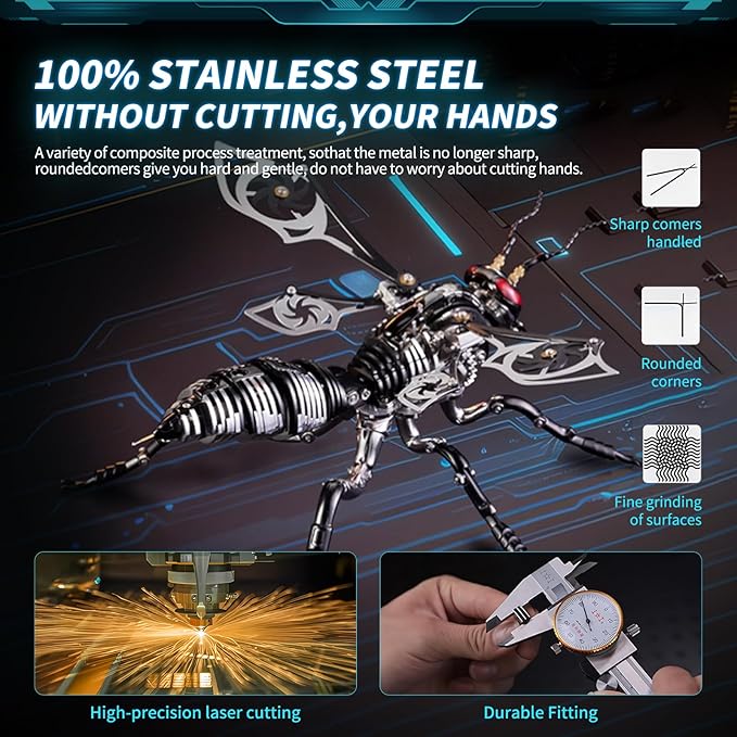 3D Puzzles for Adults, Metal Model Kit Wasp Mechanical Puzzle for Adults/Teens, DIY Creative Craft Gifts Kits Difficult Assembled 3D Puzzle for Family Time, Home Decor (Black)