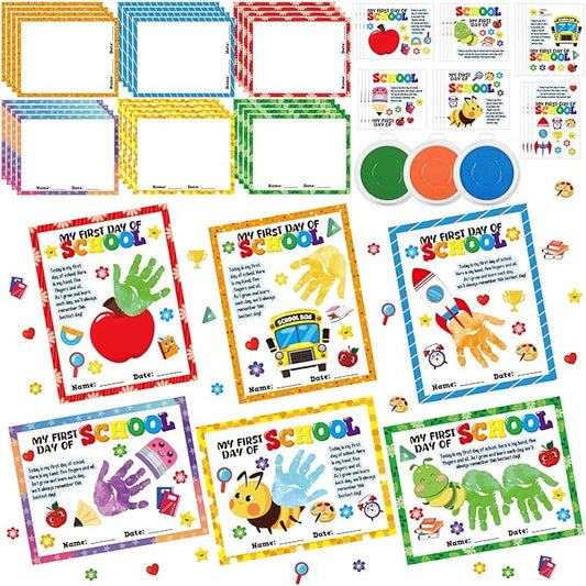 Cinrobiye 24 Sets Back to School Craft Kits,DIY Handprint Art Craft,Classroom Activities DIY Kit,Welcome Back to School Paper Craft for First Day of School Preschool Elementary Supplies Decor