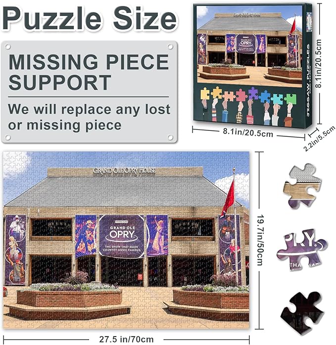 Jigsaw Puzzles 1000 Pieces for Adults, Tennessee Nashville Cityscape Puzzles for Adults, Challenging Puzzle 1000 Pieces, Relaxation Game for Men Women 27.5x19.7 Inch