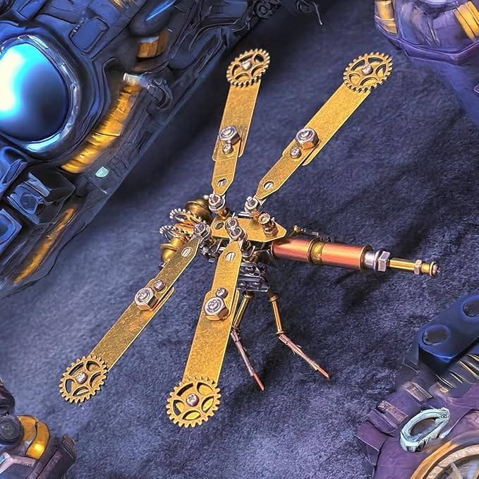 Steampunk Metal Insect Bug Mechanical Steampunk Sculpture Steampunk Mechanical Insect Clockwork 3D Steampunk Metal Puzzle Kits for Adults (Mechanical Dragonfly C)